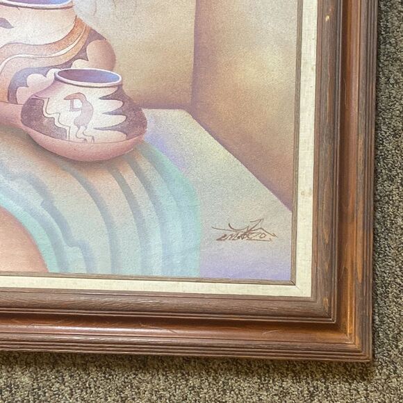 VTG,Myong Mario Native Jung Southwest Sand Art Painting Native American Frame - Picture 5 of 16